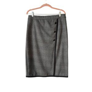 Ann Taylor Black Plaid Faux Wrap Skirt NWT Size Medium